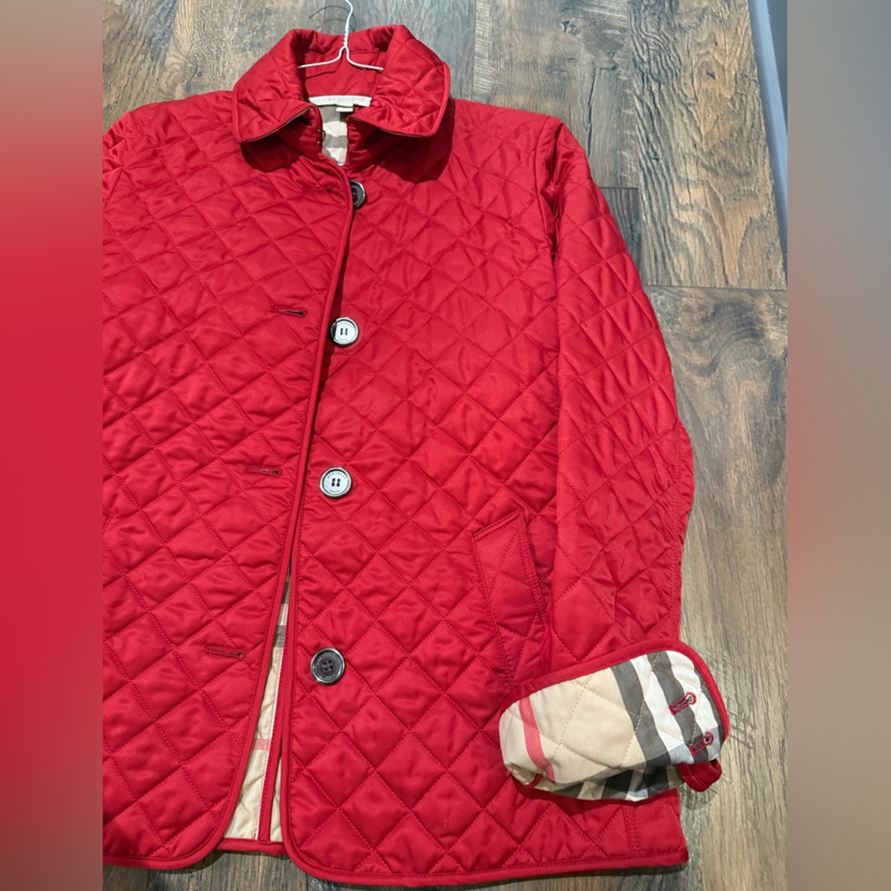 Red Burberry Brit Quilted Jacket Coat EXCELLENT condition like new - Picture 6 of 11